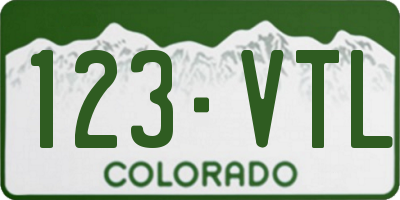 CO license plate 123VTL