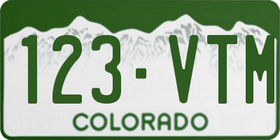 CO license plate 123VTM