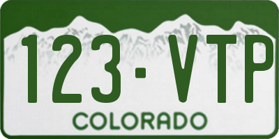 CO license plate 123VTP