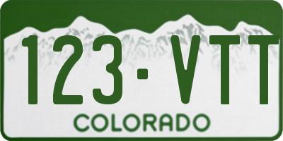 CO license plate 123VTT
