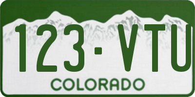 CO license plate 123VTU