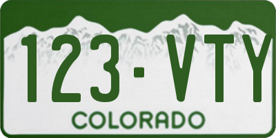 CO license plate 123VTY
