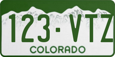 CO license plate 123VTZ