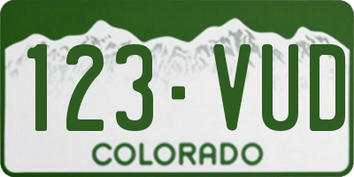 CO license plate 123VUD