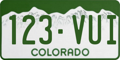 CO license plate 123VUI