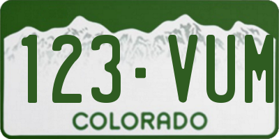 CO license plate 123VUM