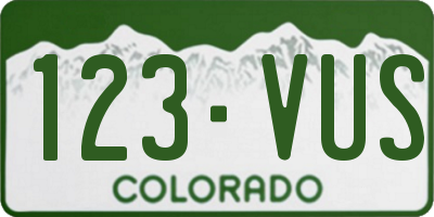 CO license plate 123VUS