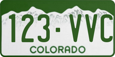 CO license plate 123VVC