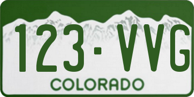 CO license plate 123VVG