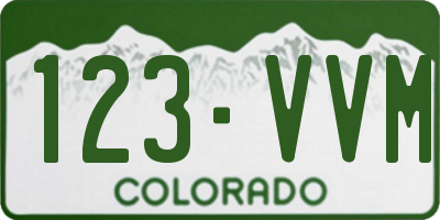 CO license plate 123VVM