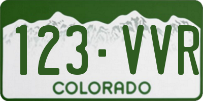 CO license plate 123VVR