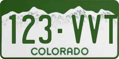 CO license plate 123VVT