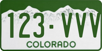 CO license plate 123VVV