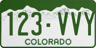 CO license plate 123VVY
