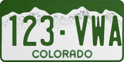 CO license plate 123VWA