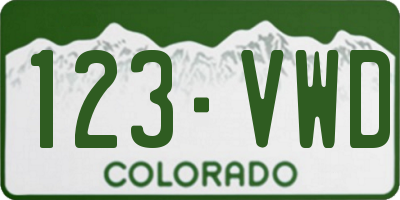 CO license plate 123VWD