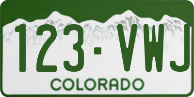CO license plate 123VWJ