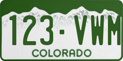 CO license plate 123VWM