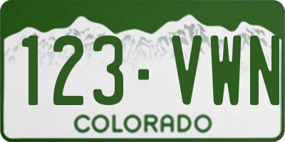 CO license plate 123VWN