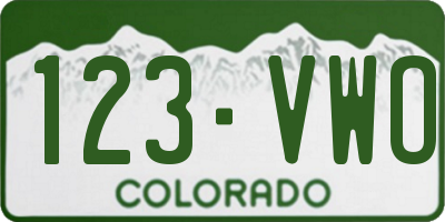 CO license plate 123VWO