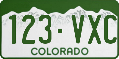CO license plate 123VXC