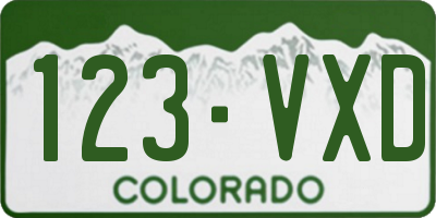 CO license plate 123VXD