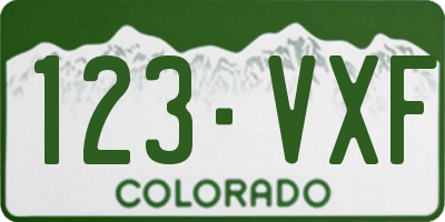 CO license plate 123VXF