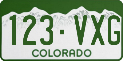 CO license plate 123VXG