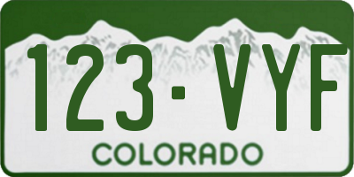 CO license plate 123VYF