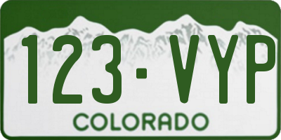 CO license plate 123VYP