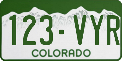 CO license plate 123VYR