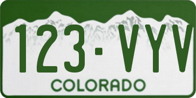 CO license plate 123VYV
