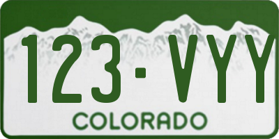 CO license plate 123VYY
