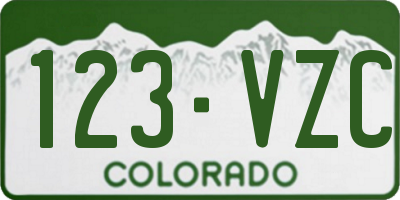 CO license plate 123VZC