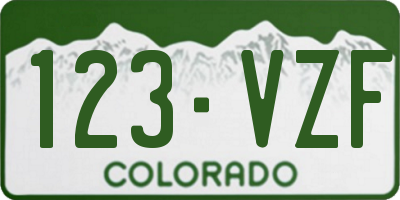 CO license plate 123VZF