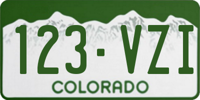 CO license plate 123VZI