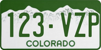 CO license plate 123VZP
