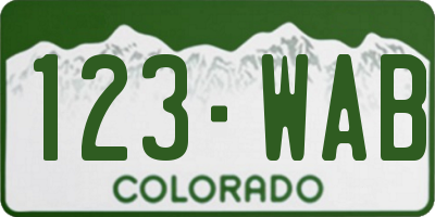 CO license plate 123WAB