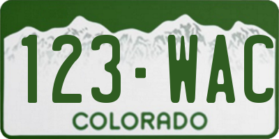 CO license plate 123WAC