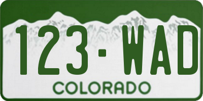 CO license plate 123WAD