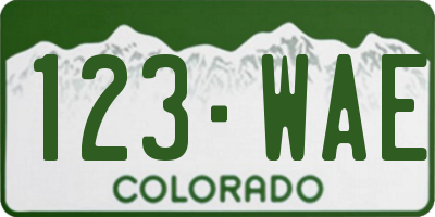 CO license plate 123WAE