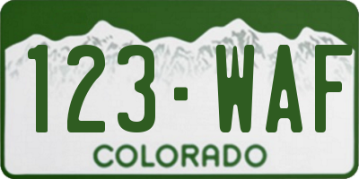 CO license plate 123WAF