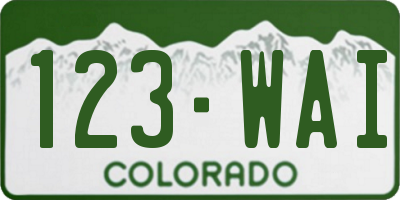 CO license plate 123WAI
