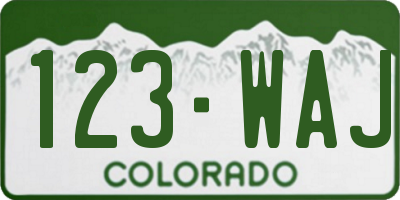 CO license plate 123WAJ
