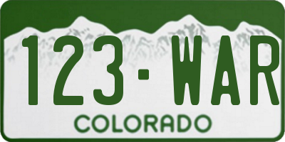 CO license plate 123WAR