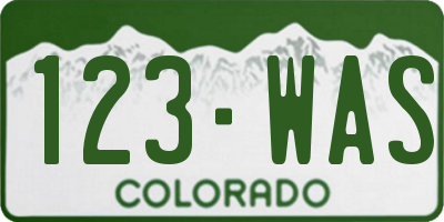 CO license plate 123WAS