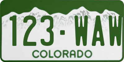 CO license plate 123WAW
