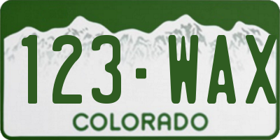 CO license plate 123WAX
