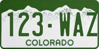 CO license plate 123WAZ
