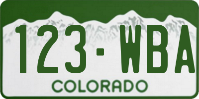 CO license plate 123WBA